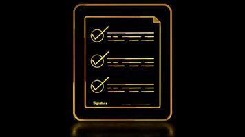 Glowing looping icon electronic signature neon effect, black background video