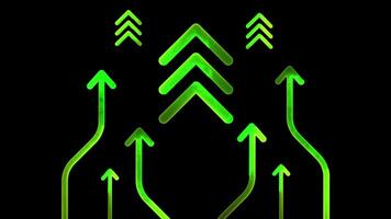 Glowing looping icon investment graph neon effect, black backgroun video