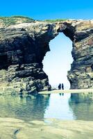 Las Catedrales beach in Galicia, Spain. Paradise beach in Ribadeo, Spain photo