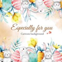 cute easter with bunny template card design for background vector