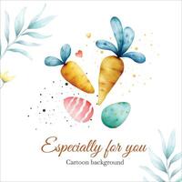 cute easter carrot template card design for background vector