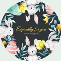 cute easter with bunny template card design for background vector