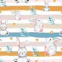 cute easter with bunny seamless pattern design for background vector