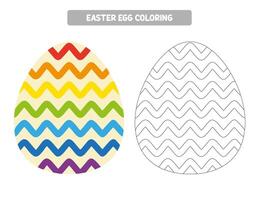Easter egg coloring page for kids. Easter worksheet for preschool and kindergarten. Educational game vector