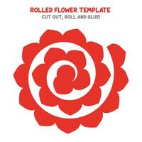 Rolled paper flower template for cutting machines. Cut files. Spring craft for kids and adults vector