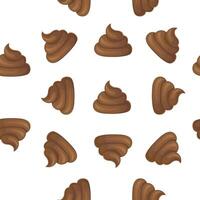 Seamless poop pattern Cartoon shit isolated on white background vector