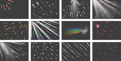 Set of rainbow angle prism rainbow light effects. vector