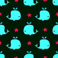 Seamless pattern with cute whales vector