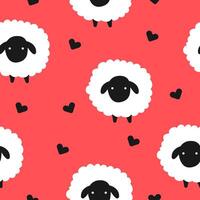 Sheep. Seamless vector pattern. Fabric or wrapping print with cute hand drawn sheep for kids.