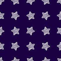 White stars on dark blue background, seamless texture for gift wrapping, abstract childish starry vector graphic pattern. Art and Illustration