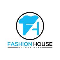 Moda casa logo diseño, vestidos tienda logo diseño. vector