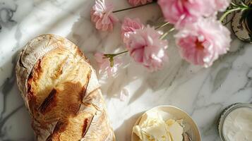 AI generated Bread and butter, homemade baking and traditional food, country life photo