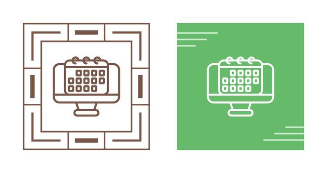 Desktop computer with cale Vector Icon