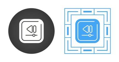 vídeo rebobinar cuadrado vector icono