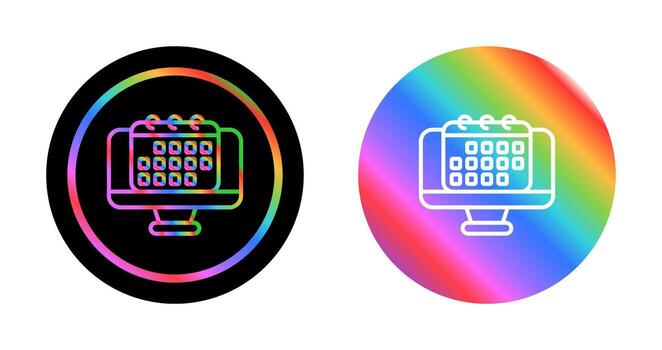 Desktop computer with cale Vector Icon