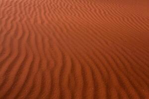 Wadi Rum Desert in Jordan. On the Sunset. Panorama of beautiful sand pattern on the dune. Desert landscape in Jordan. photo