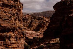 belleza de rocas y antiguo arquitectura en petra, Jordán. antiguo templo en petra, Jordán. foto