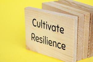 Closeup of wooden cubes with text, Cultivate Resilience. Promoting best practice concept photo