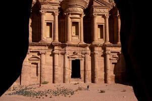 Beauty of rocks and ancient architecture in Petra, Jordan. Ancient temple in Petra, Jordan. photo