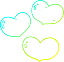 cold gradient line drawing cartoon love hearts png