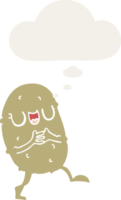 cartoon happy potato and thought bubble in retro style png