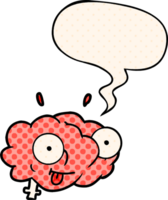 funny cartoon brain and speech bubble in comic book style png