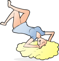 cartoon woman lying on floor png