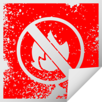 distressed square peeling sticker symbol no fire allowed sign png