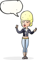 cartoon cool girl with speech bubble png