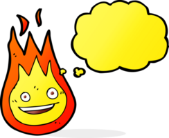 cartoon friendly fireball with thought bubble png