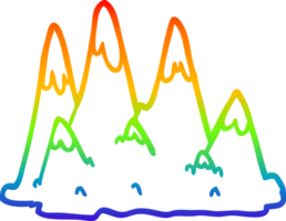 rainbow gradient line drawing cartoon mountains png