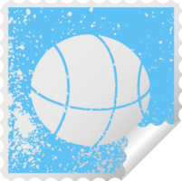 bola de basquete símbolo de adesivo de peeling quadrado angustiado png