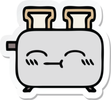 sticker of a cute cartoon of a toaster png