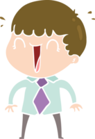 laughing flat color style cartoon man in shirt and tie png
