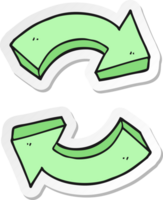 sticker of a cartoon recycling arrows png