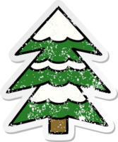 distressed sticker of a cute cartoon snow covered tree png