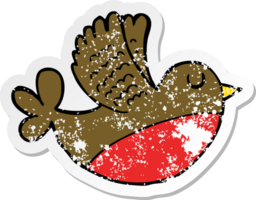 distressed sticker of a cartoon flying bird png