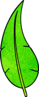 textured cartoon doodle of a green long leaf png