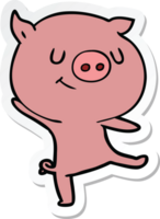 sticker of a happy cartoon pig png