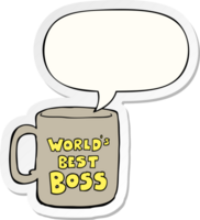 worlds best boss mug and speech bubble sticker png