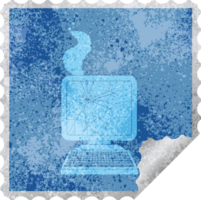 broken computer square peeling sticker png
