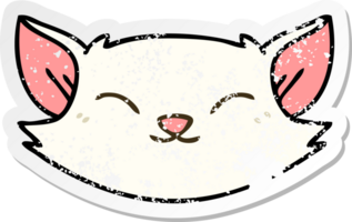 distressed sticker of a quirky hand drawn cartoon cat png