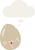 cartoon egg and thought bubble in retro style png