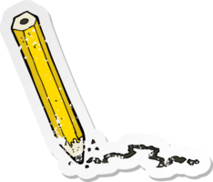 retro distressed sticker of a cartoon pencil png