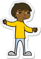 sticker of a cartoon annoyed boy png