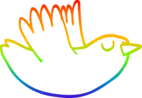 rainbow gradient line drawing cartoon flying bird png