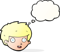 cartoon happy boy's face with thought bubble png
