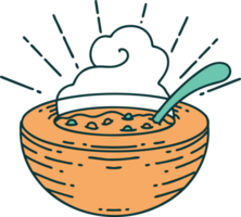 traditional tattoo style bowl of soup png