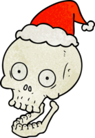 textured cartoon of a skull wearing santa hat png