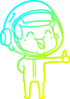 cold gradient line drawing happy cartoon astronaut png